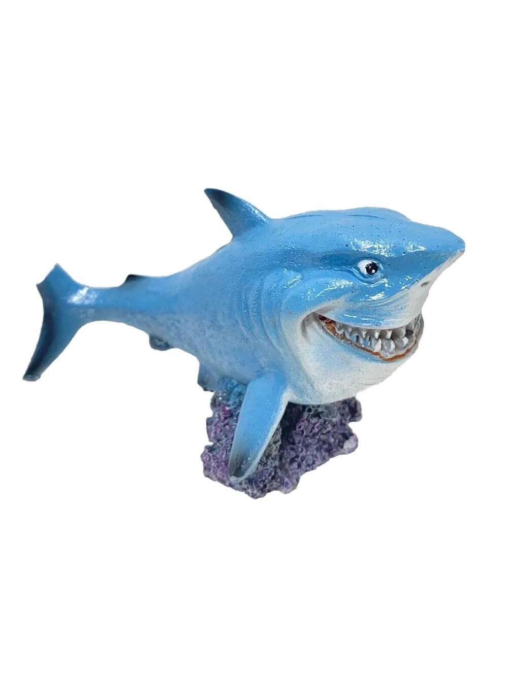 Blue Shark Fish Tank Decor Shark Display - "As Is" with Broken Back Fin!